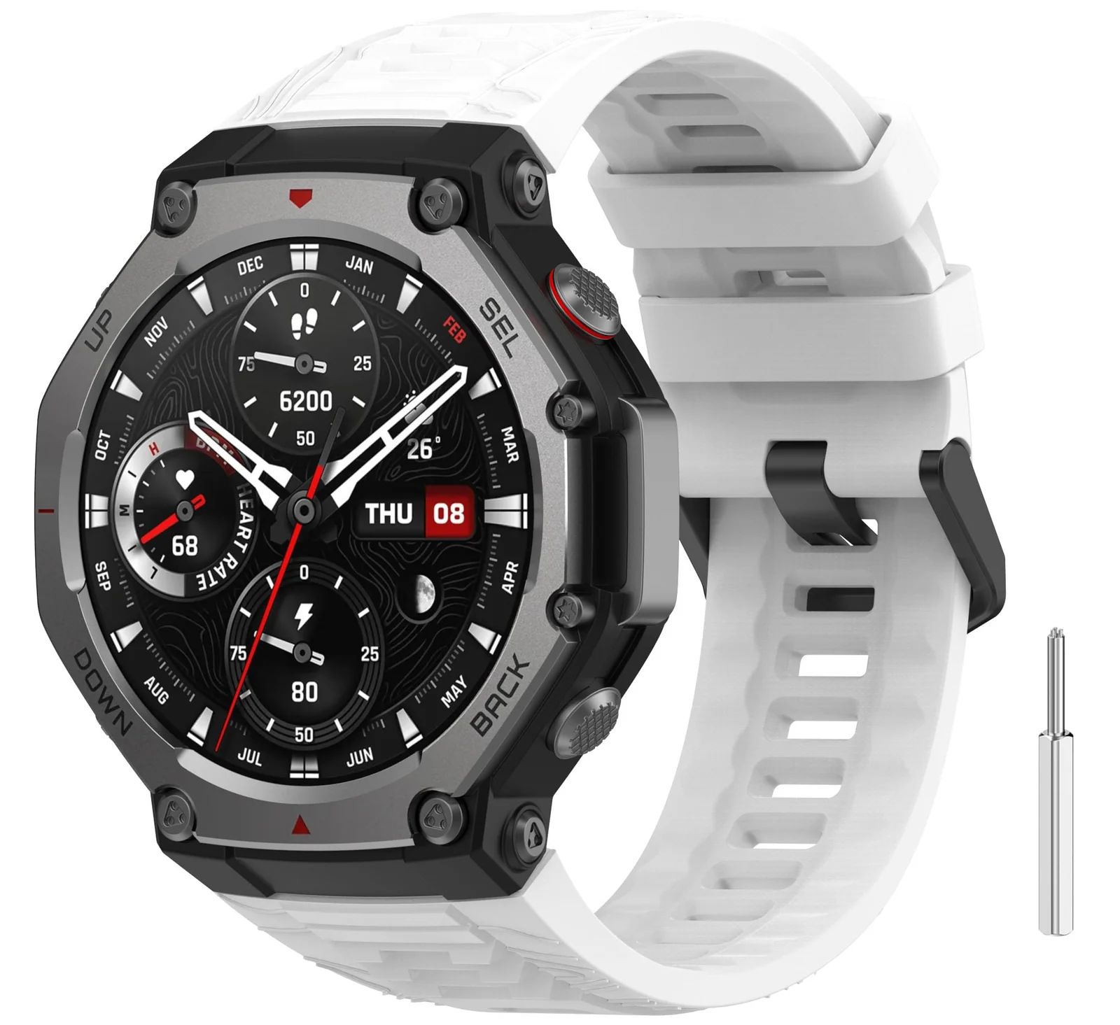 DL3 Mobilak Strap Compatible with Amazfit T-Rex 3, Men Women Sport Waterproof Soft Breathable Silicone Watch Bands Compatible with Amazfit T-Rex 3 with 1 Install Tool - White