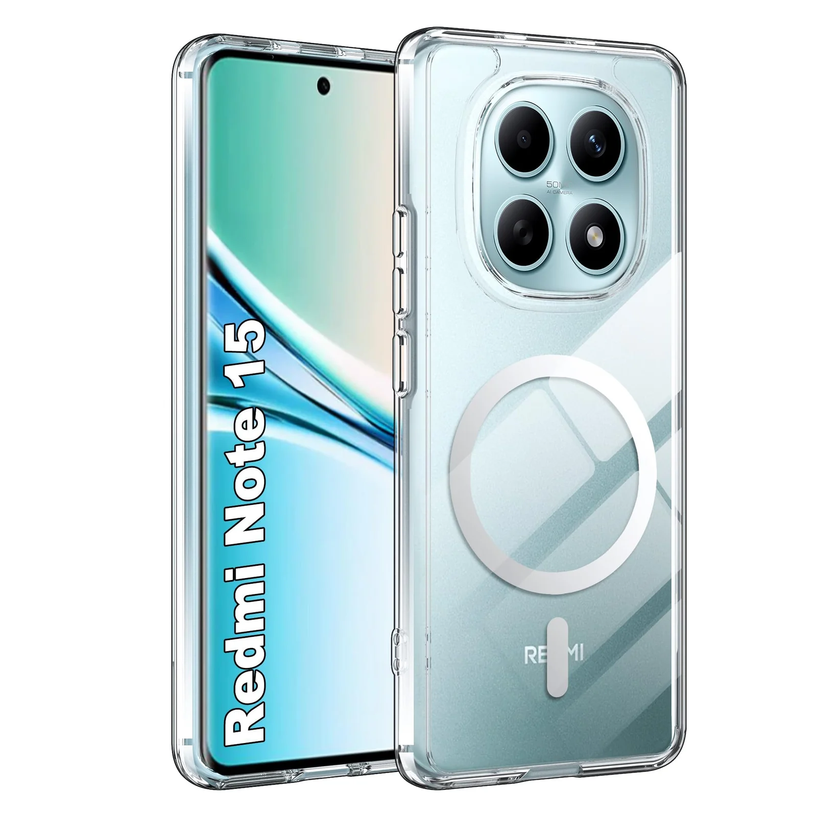 MOBIGON Slim Magnetic MagSafe-Compatible Phone Case for Xiaomi Redmi Note 15 4G / 5G, Clear