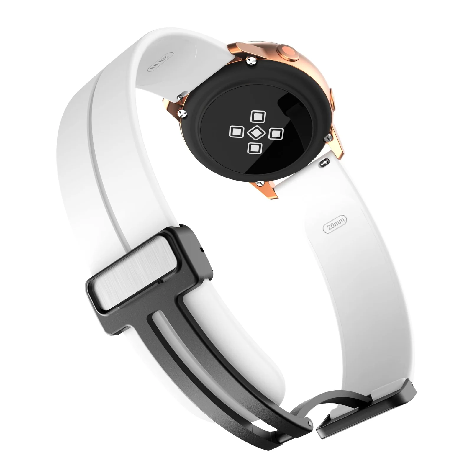 DL3 Mobilak 22MM Silicone Band Magnetic Clasp Strap For Xiaomi Redmi Watch 5 Active/5 Lite/Compatible with Samsung Galaxy Watch 46mm/Watch 3 45mm/Gear S3/Huawei watch (GT6 GT5 GT4 GT3 GT2 GT - White