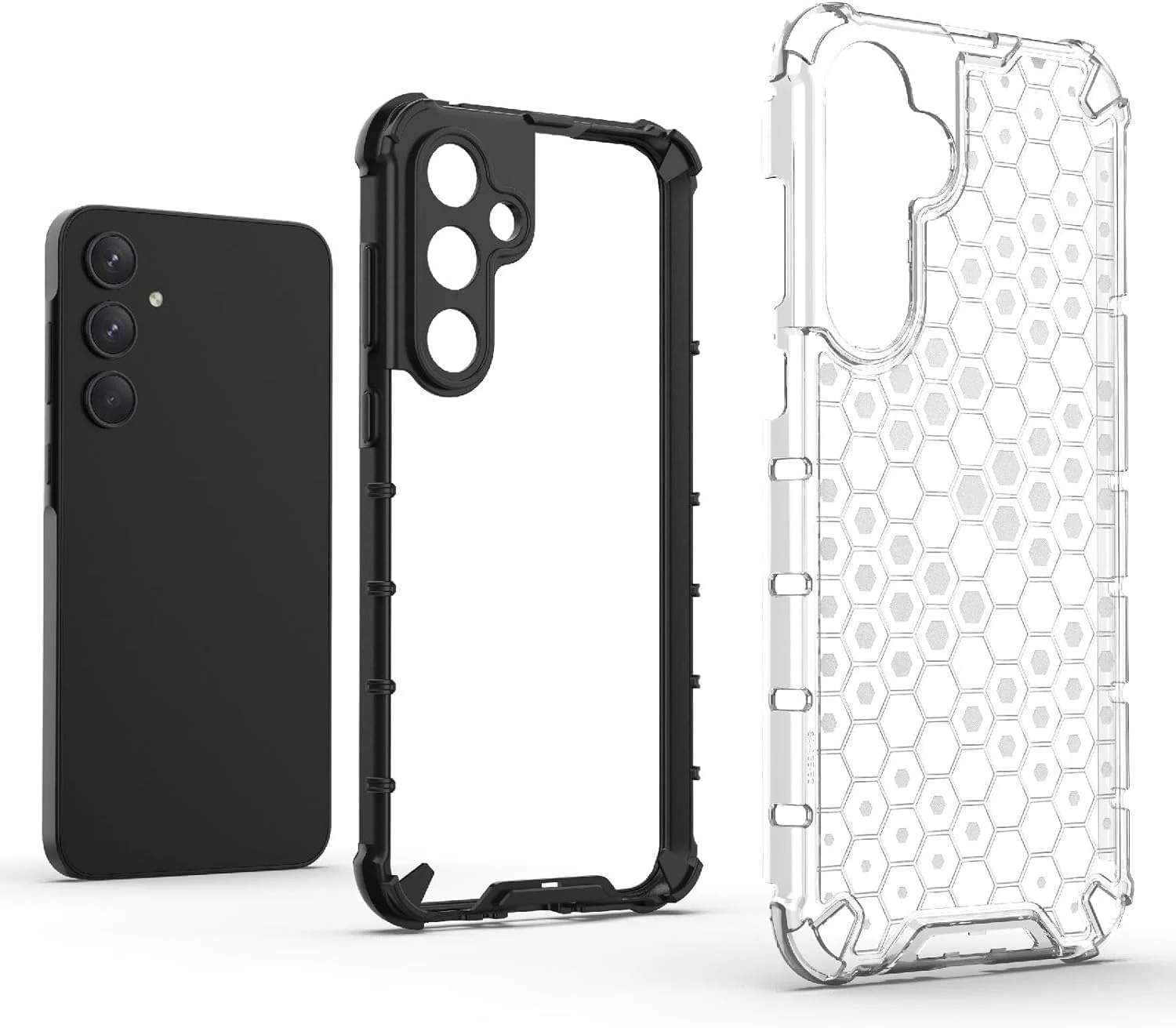 DL3 Mobilak Honeycomb Protective Case for Samsung Galaxy A05S, Shock-absorbing protection, Transparent design, Slim, lightweight profile - Black