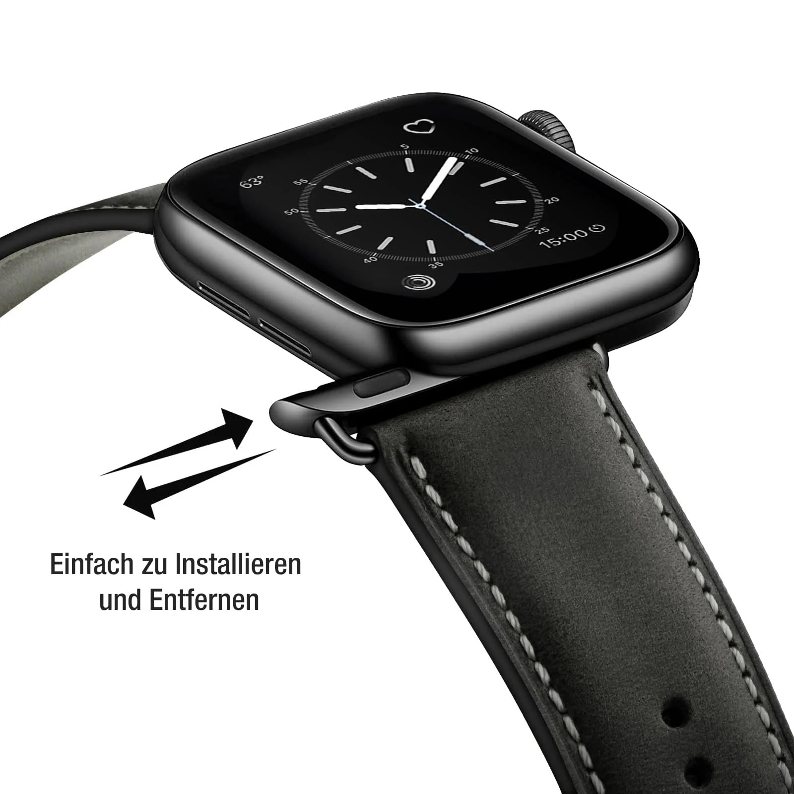 DL3 Mobilak Compatible with Apple Watch Band 49mm 46mm 45mm 44mm 42mm Leather Band Replacement Strap, Soft Leather Bracelet for iWatch Series 11 10 9 8 7 6 5 4 SE SE2 Ultra 3 2 1 - C.Black