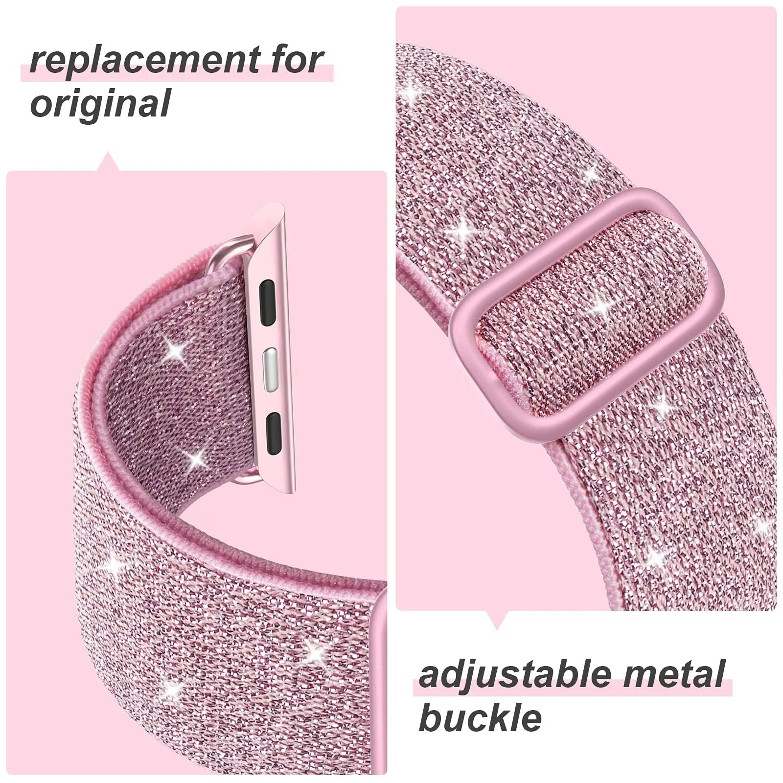 DL3 Mobilak Nylon Solo Loop Stretchy Straps For Apple Watch Band 49mm 45mm 44mm 42mm 41mm 40mm 38mm, Elastic Wristbands for Series 8 Ultra 7 6 5 4 3 2 1 Se (Rose, 42MM/44MM/45MM/49MM) - Rose Pink