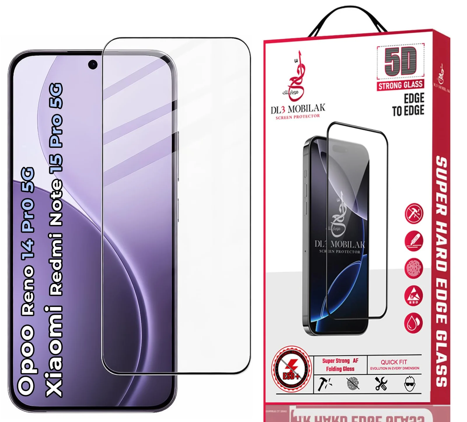 DL3 Mobilak for OPPO Reno 14 Pro 5G / Xiaomi Redmi Note 15 Pro 5G Tempered Glass Screen Protector, 9H Hardness Anti-Scratch Tempered Glass flim, Case Friendly, Anti-Scratch - Clear