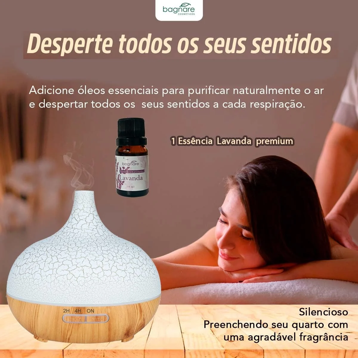 Mobigon Essential Oil Diffuser, Aromatherapy Diffuser 500ml with Remote Control, 4 Timer & Auto-Off Safety Switch, 7 Color LED Lights Mode, 10 Hours Quiet Humidifier for Bedroom - F.Light woody