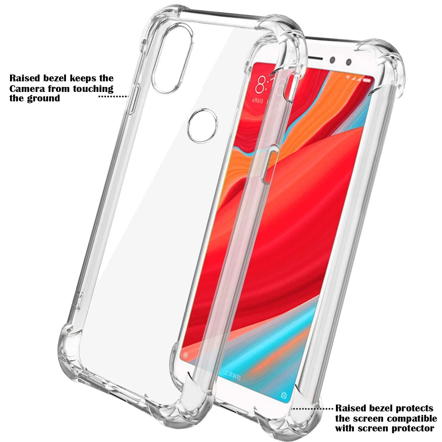 DL3 Mobilak Clear TPU Case for Xiaomi Redmi S2 (Redmi Y2), Camera protection, Shock-absorbing protection, Non-slip grip - Clear