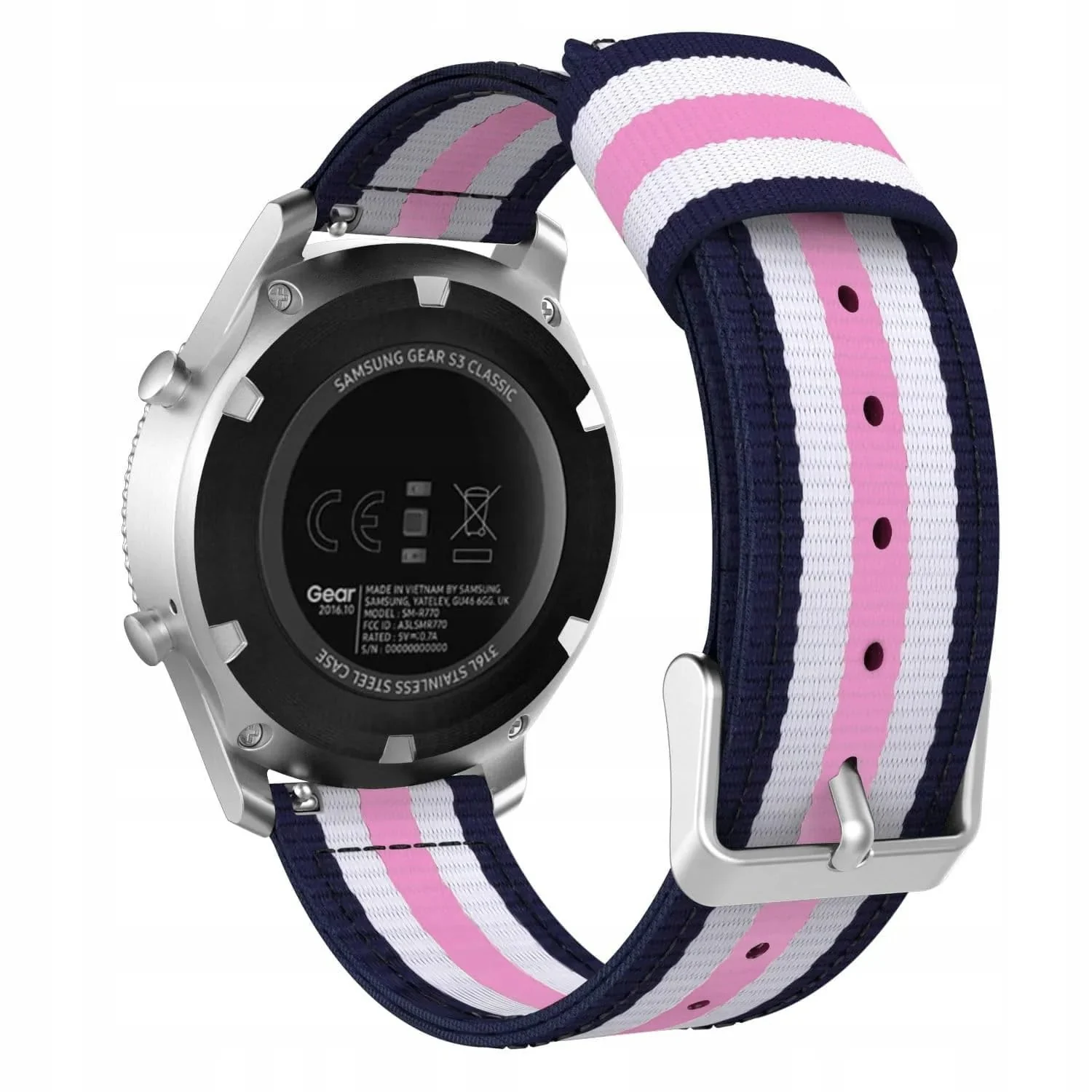 DL3 Mobilak Nylon Canvas Band 22MM Strap For Samsung galaxy watch3 45mm /galaxy 46mm/Gear S3/Huawei watch GT3 46MM/GT2E/GT2 Pro/GT GT2 46MM/ Honor Magic Watch2 46mm/Amaz fit GTR 4/GTR3 - Blue Pink