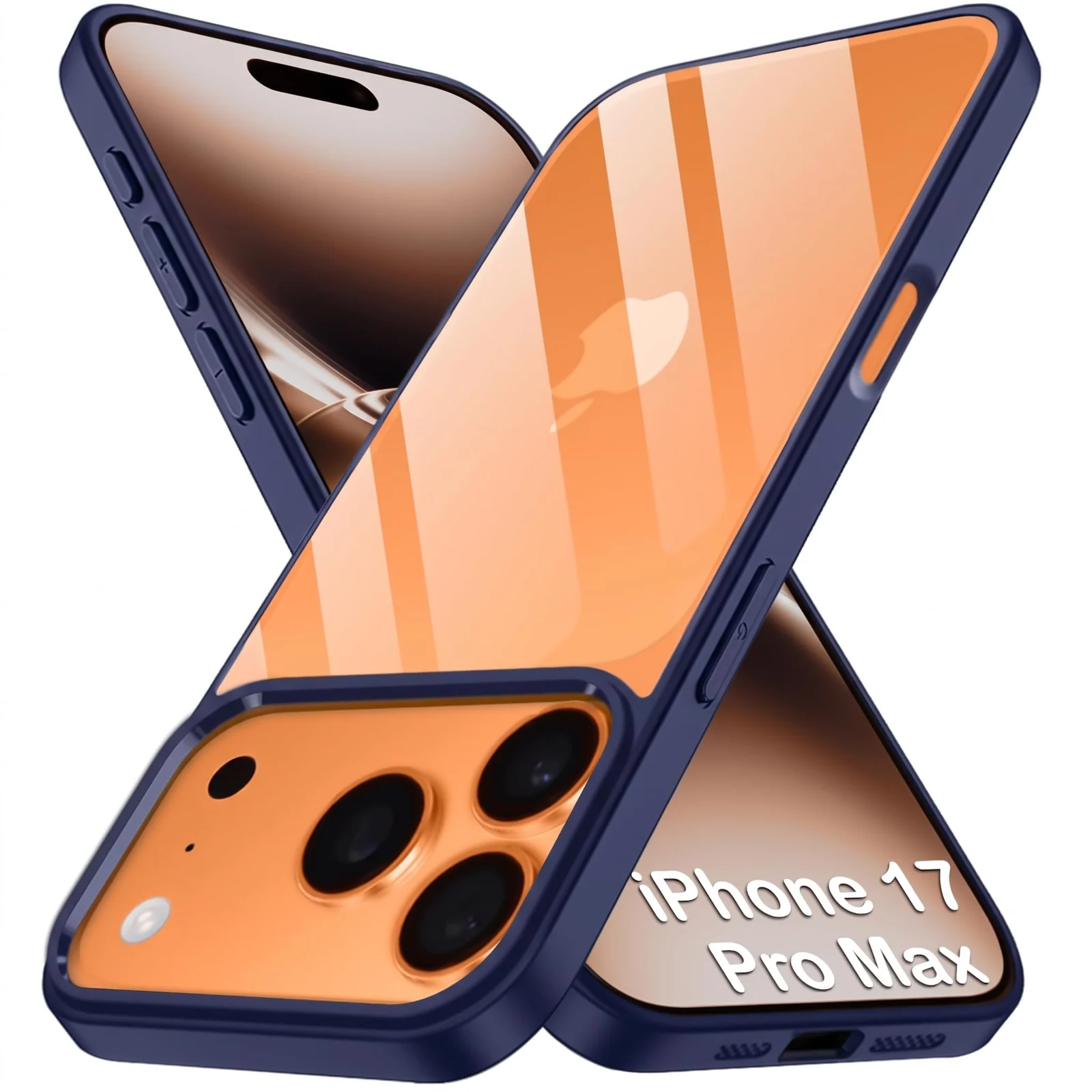 DL3 Mobilak Case For iPhone 17 Pro 6.3-Inch, Crystal Clear Case [Not Yellowing] [Military Grade Drop Protection] Shockproof Protective Transparent Protective Slim Cover - Navy Blue