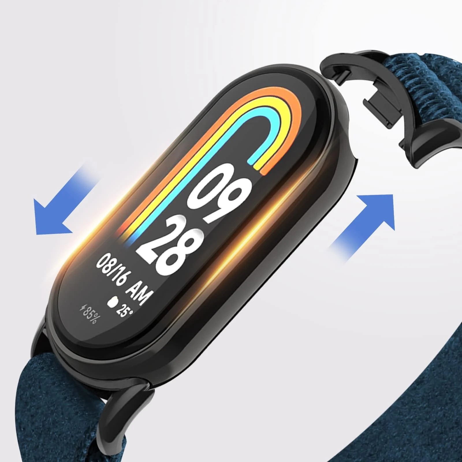 DL3 Mobilak Sport Bands Nylon For Xiaomi Mi Band 10/9/8 Men Women, Adjustable Elastic Breathable Soft Stretchy Wristband Loop Replacement Strap for Xiaomi Smart Band 8/9/10 - Blue