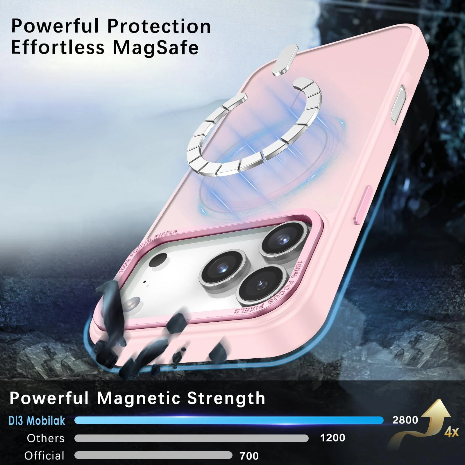 DL3 MOBILAK Protective Phone Case for Apple iPhone 18 Pro and 17 Pro - Pink