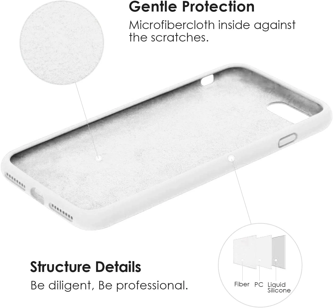 DL3 Mobilak Liquid Silicone Protective Case with Soft Microfiber Lining for iPhone SE 2022, SE 2020, iPhone 7, iPhone 8 - White
