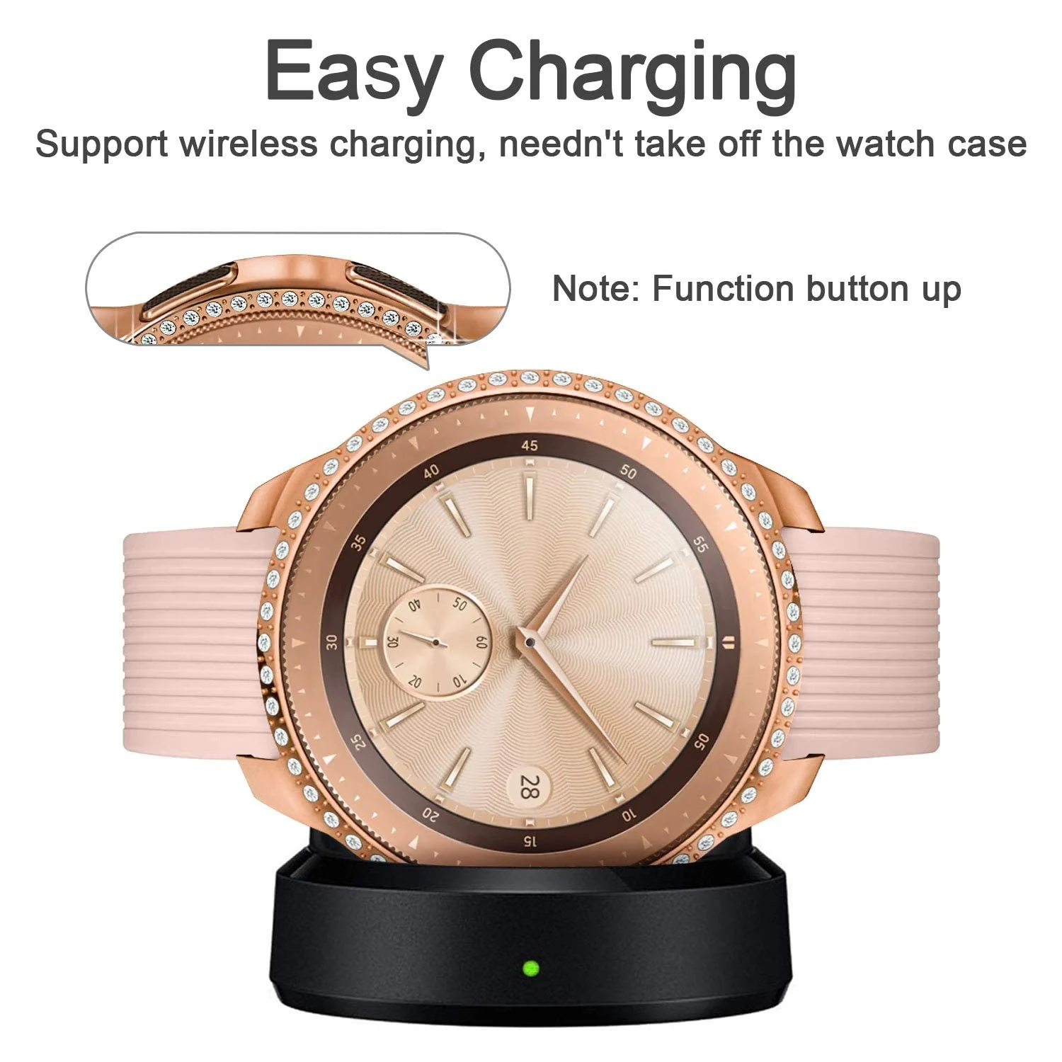 DL3 Mobilak Glitter Rhinestone Protective Case for Samsung Galaxy Watch 46mm / Samsung Watch Gear S3 Front - Pink