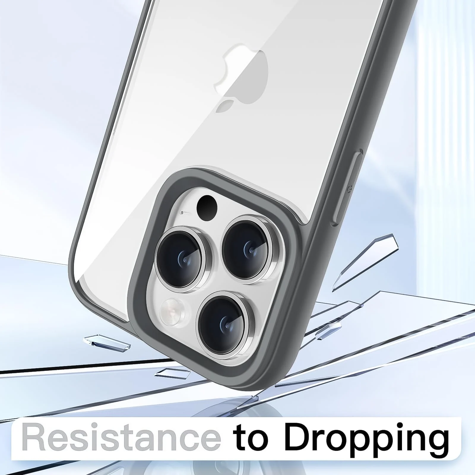 DL3 Mobilak Clear PC and TPU Protective Case for iPhone 15 Plus 6.7-Inch / iPhone 14 Plus 6.7-Inch with Camera Protection and Shockproof Design - Dark Gray