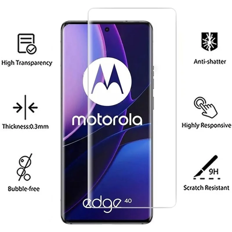 DL3 Mobilak motorola edge 40 Screen Protector [Liquid UV Tempered Glass] Full Screen adhesive [Sensitive Touch][Fingerprint Sensor Compatible] HD - Clear