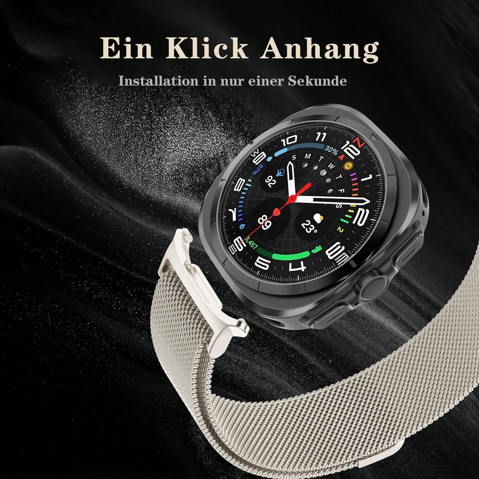 DL3 Mobilak Metal Band Compatible with Samsung Galaxy Watch 7 Ultra Bands 47mm, Stainless Steel Mesh Loop Magnetic Clasp Wristbands Replacement Accessory Women Men for Samsung Watch Ultra Band 47 mm - Starlight