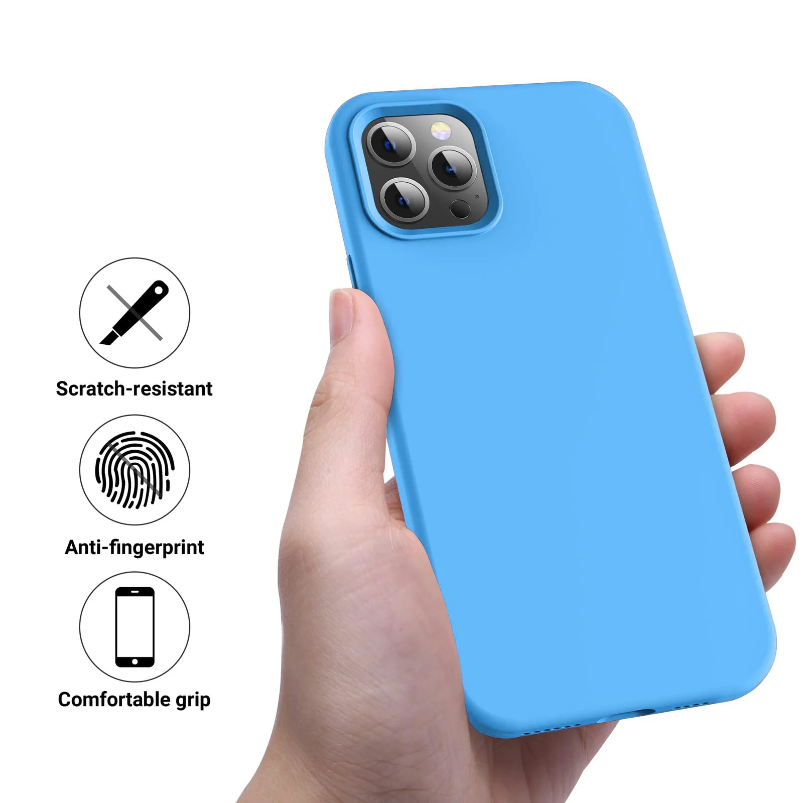 DL3 Mobilak Compatible with iPhone 14 Pro Max (6.7 Inch) Case, Liquid Silicone Case, Full Body Protective Cover, Shockproof, Slim Phone Case, Anti-Scratch Soft Microfiber Lining - Sky Blue