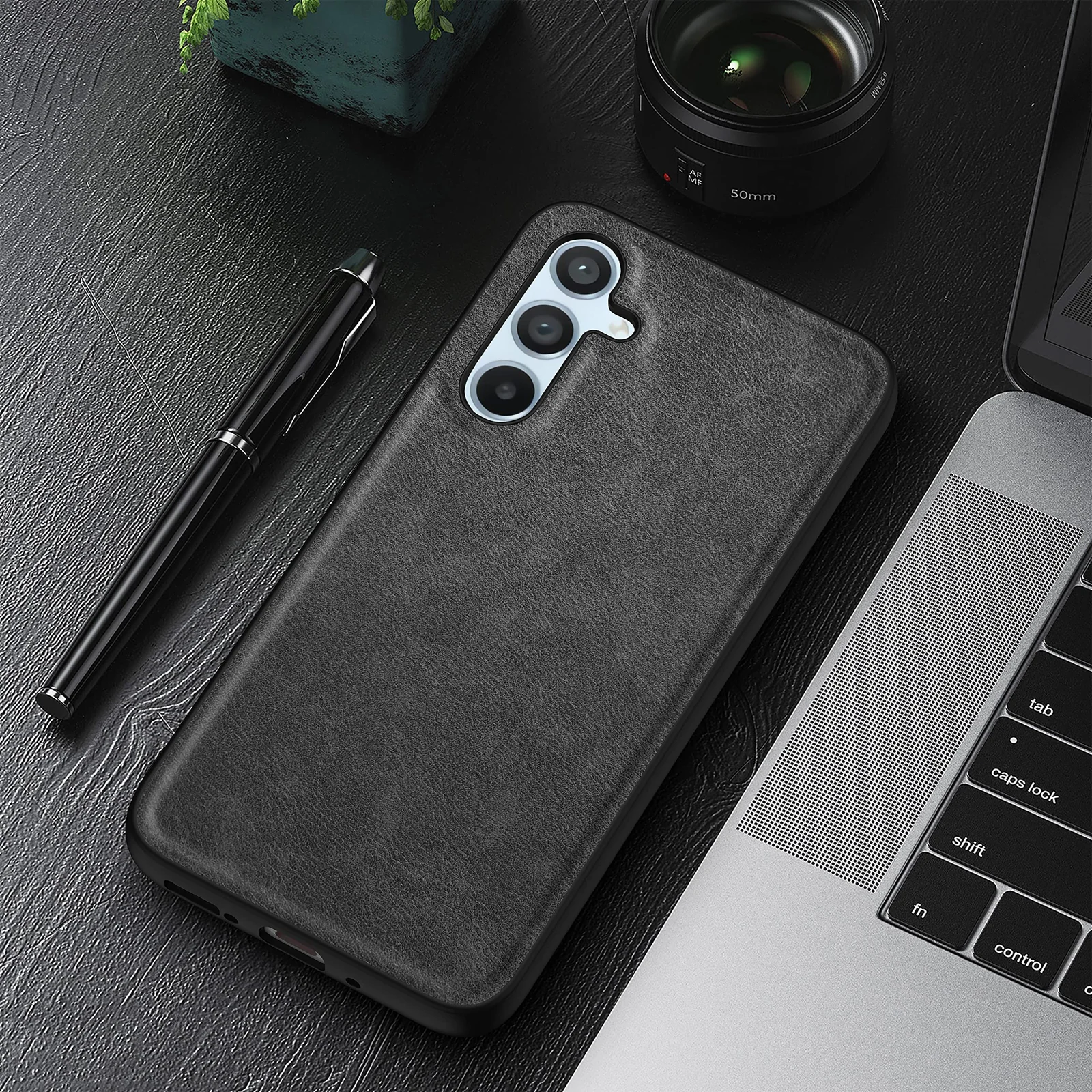 DL3 Mobilak Case for Samsung Galaxy A54 5G Leather Case, Anti-Drop, Anti-Shock, Non-Slip Texture, Simple Cell Phone Cover for Galaxy A54 5G 6.4 inch - Black
