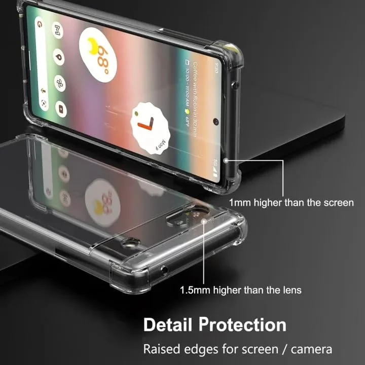 DL3 Mobilak Case Compatible with Google Pixel 6A, Cover SiliconeTransparent TPU Gorilla Anti-shock Protector Camera Shockproof Corners - Clear