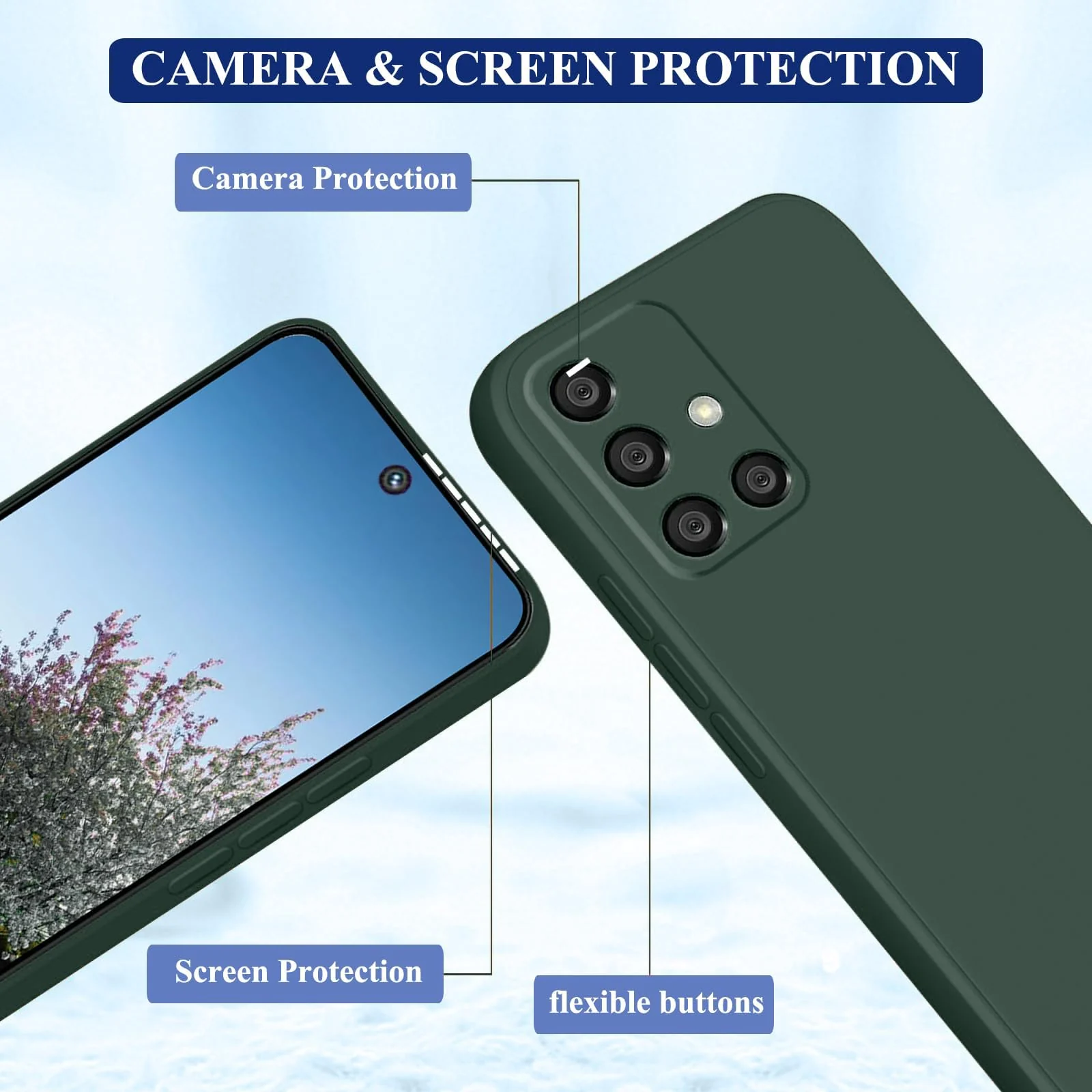 DL3 Mobilak Soft Silicone Protective Case for Samsung Galaxy A51 with Microfiber Lining and Shockproof Design - Green