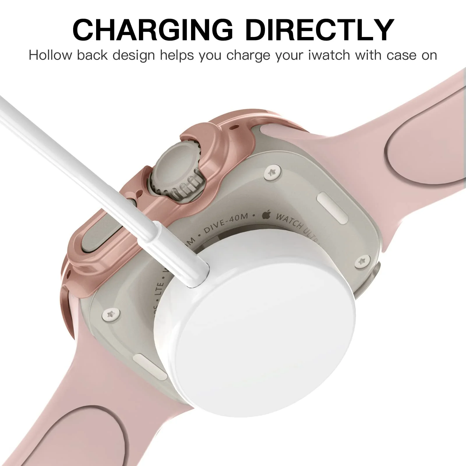 DL3 Mobilak Compatible For Apple Watch Ultra Case 49mm, Shockproof Ultra-Thin Hard PC Bumper Case All-Around Edge Protective Cover Frame[NO Screen Protector] for iWatch Accessories - Rose Gold