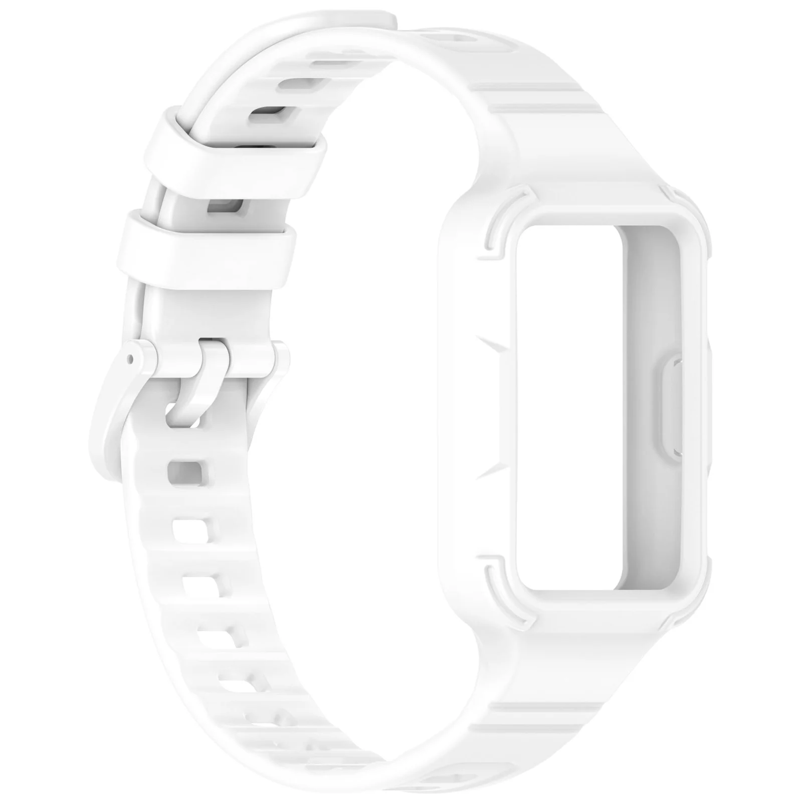 MOBIGON Rugged Silicone Strap with Bumper Case for Huawei Band 11, White