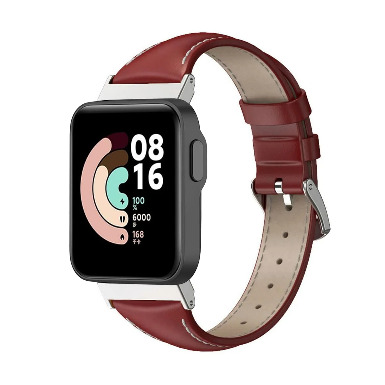 DL3 Mobilak Vintage Leather Strap Compatible with Xiaomi Mi Watch Lite/Redmi Watch, Metal Buckle Breathable Replacement Strap, Men Women Replacement Soft Watch Straps - Red