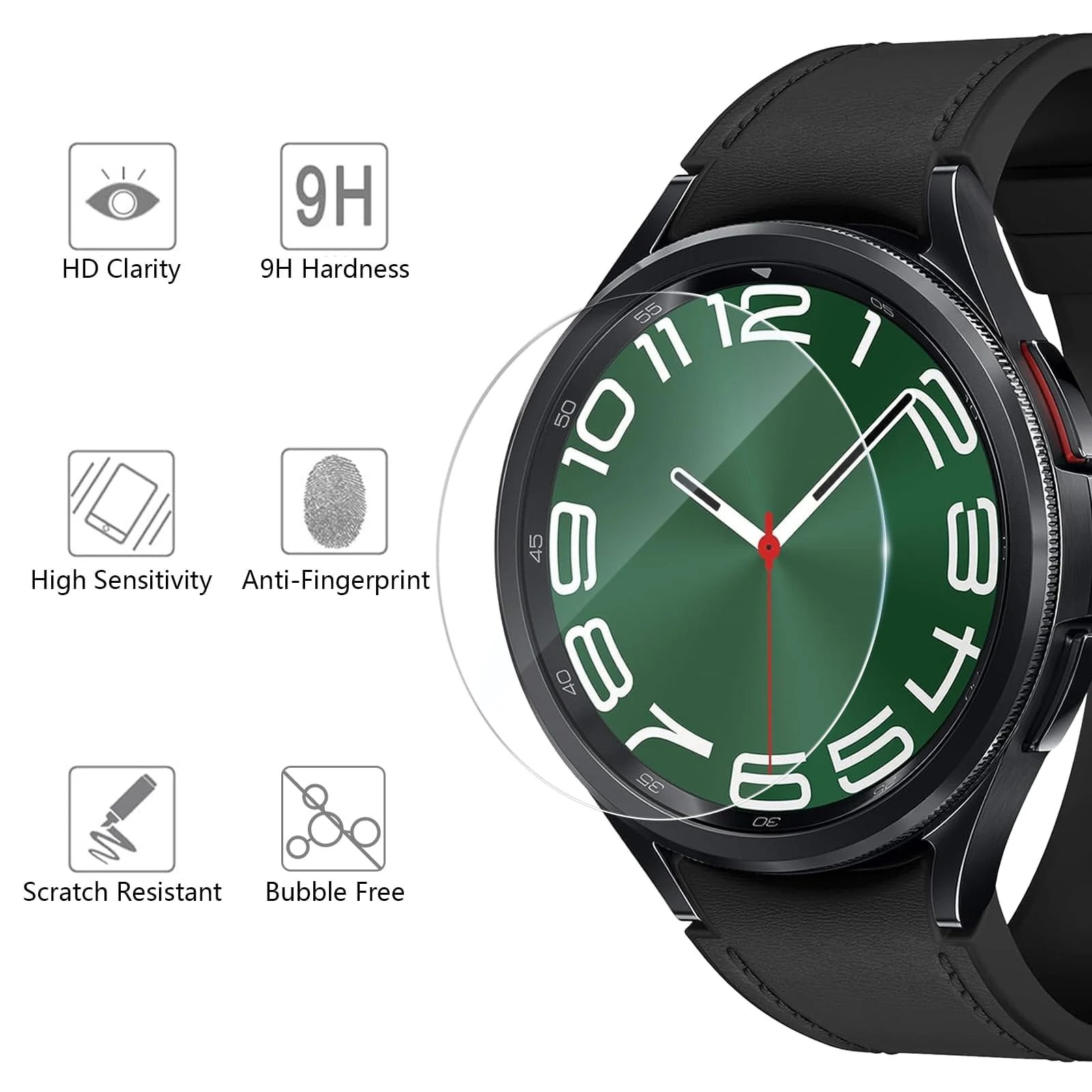 DL3 Mobilak Screen Protector For Samsung Galaxy Watch 6 Classic 43mm, 3D Curved Soft Edge Protective Film [Anti-Scratch] [Bubble Free] [Ultra Shatterproof] [High Sensitive] (Not Glass) - Black