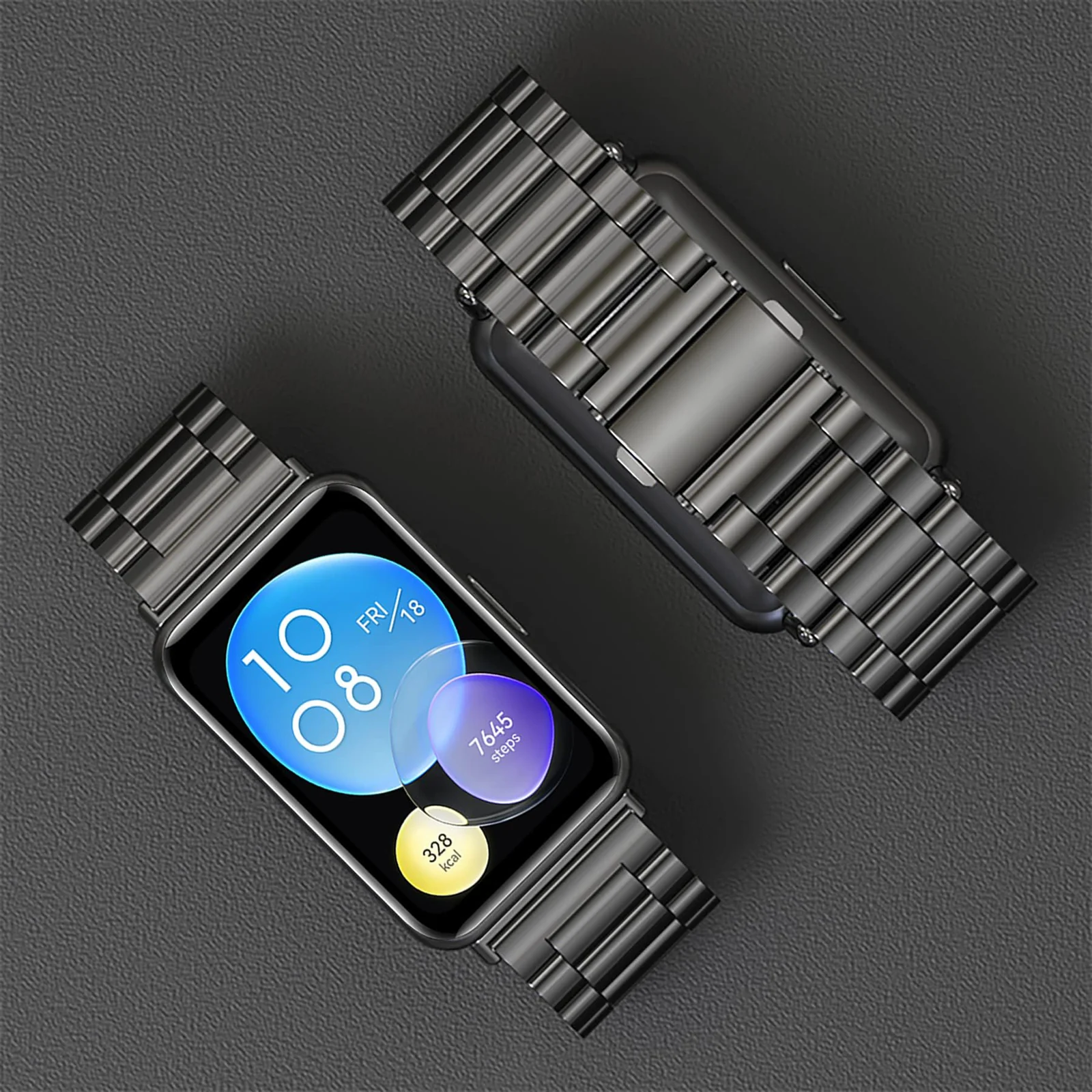 DL3 Mobilak Metal Strap Compatible with Huawei Watch Fit 2 Stainless Steel Watchband Smartwatch Accessories for Huawei Watch Fit 2 & Watch Fit 2 Elegant & Watch Fit 2 Active Straps - Black