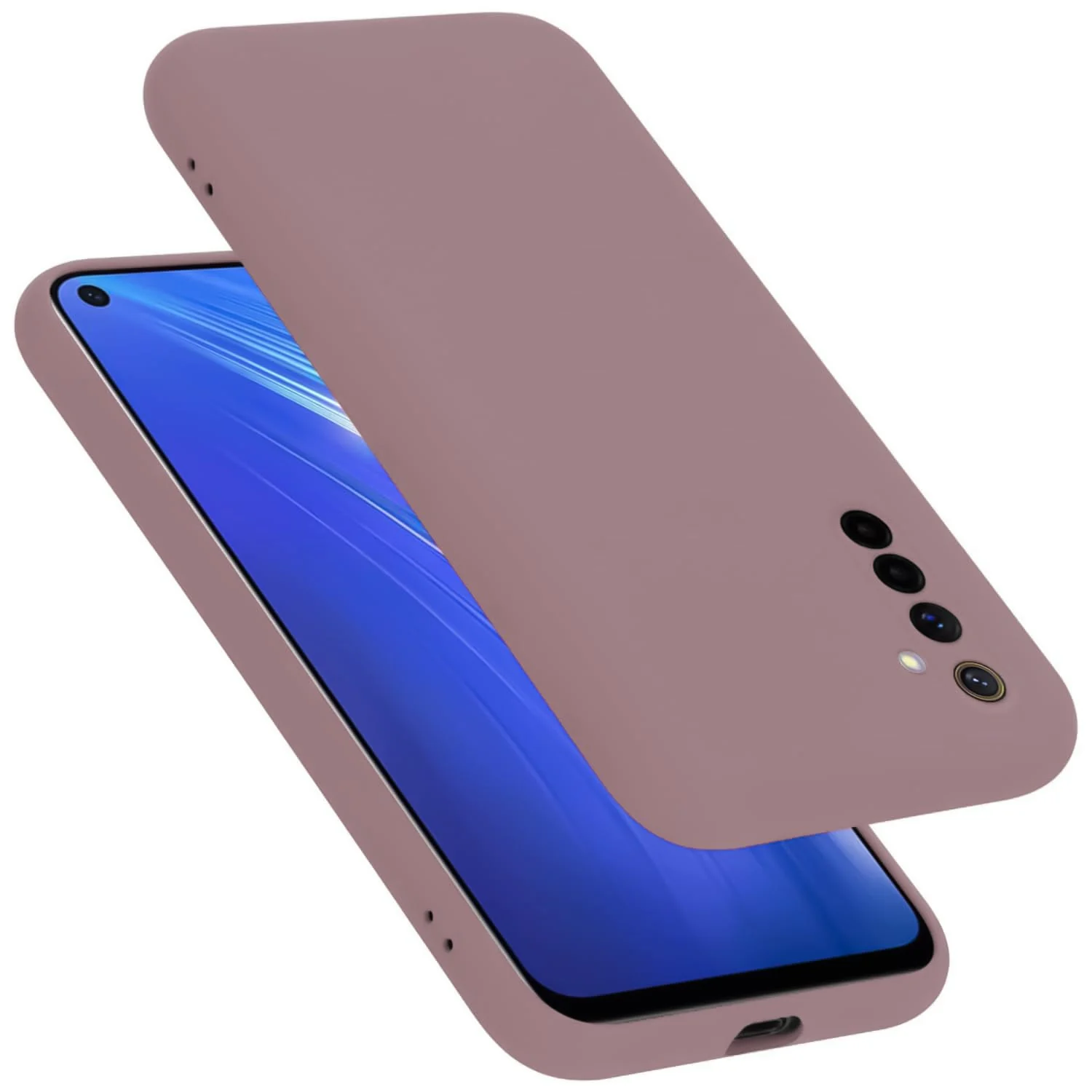 DL3 Mobilak Liquid Silicone Protective Case with Soft Microfiber Lining with Full Camera Protection for realme 6 Pro - Cashmere