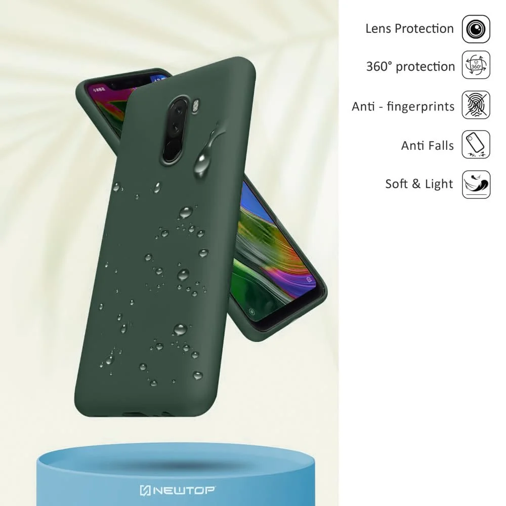 DL3 Mobilak Liquid Silicone Protective Case for Xiaomi Poco F1 with Microfiber Lining and Shockproof Design - Light Green