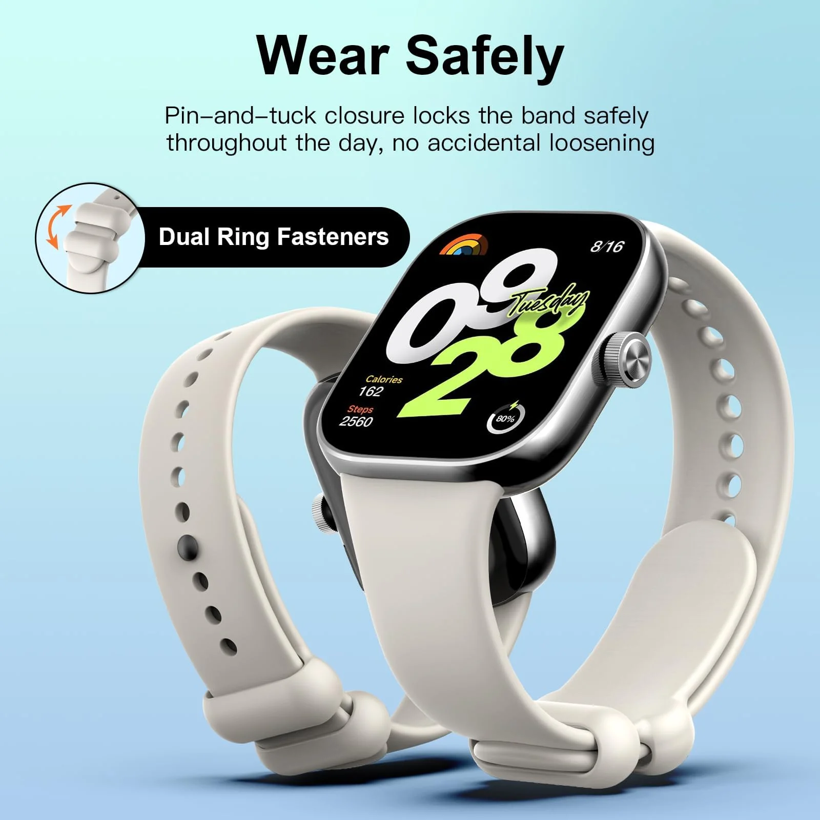 DL3 Mobilak Sport Strap Compatible with Xiaomi Redmi Watch 4/ Xiaomi Band 8 pro, Soft Silicone Sports Wristband for Men Women, Double Ring Adjustable Replacement - Beige