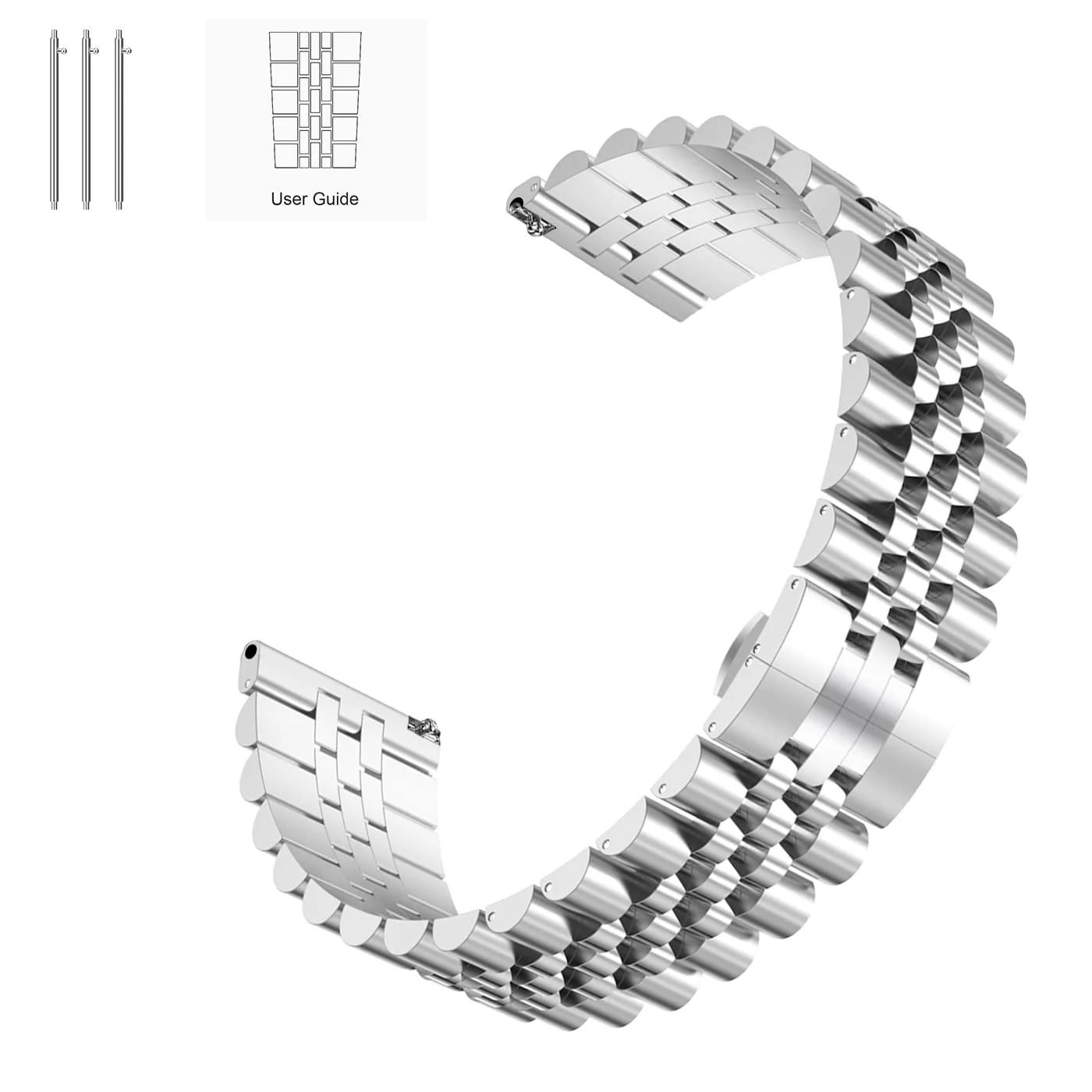 DL3 Mobilak Strap Metal 22MM Bands For Samsung galaxy watch3 45mm /galaxy 46mm/Gear S3/Huawei watch GT3 46MM/GT2E/GT2 Pro/GT GT2 46MM/Magic Watch2 46mm/Amazfit GTR 2/2e/3/3pro/4 - A.Silver