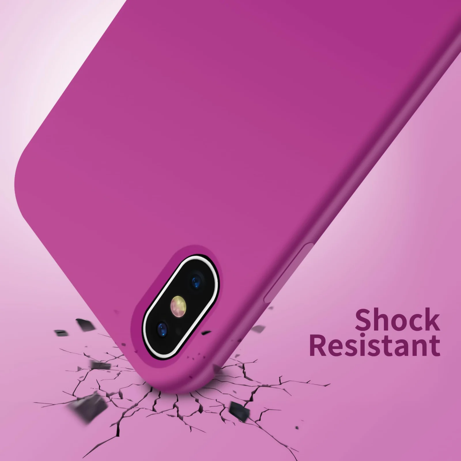 DL3 Mobilak Liquid Silicone Case for iPhone X / iPhone XS, Shock-absorbing protection, Scratch-resistant surface, Soft microfiber lining - Fuchsia