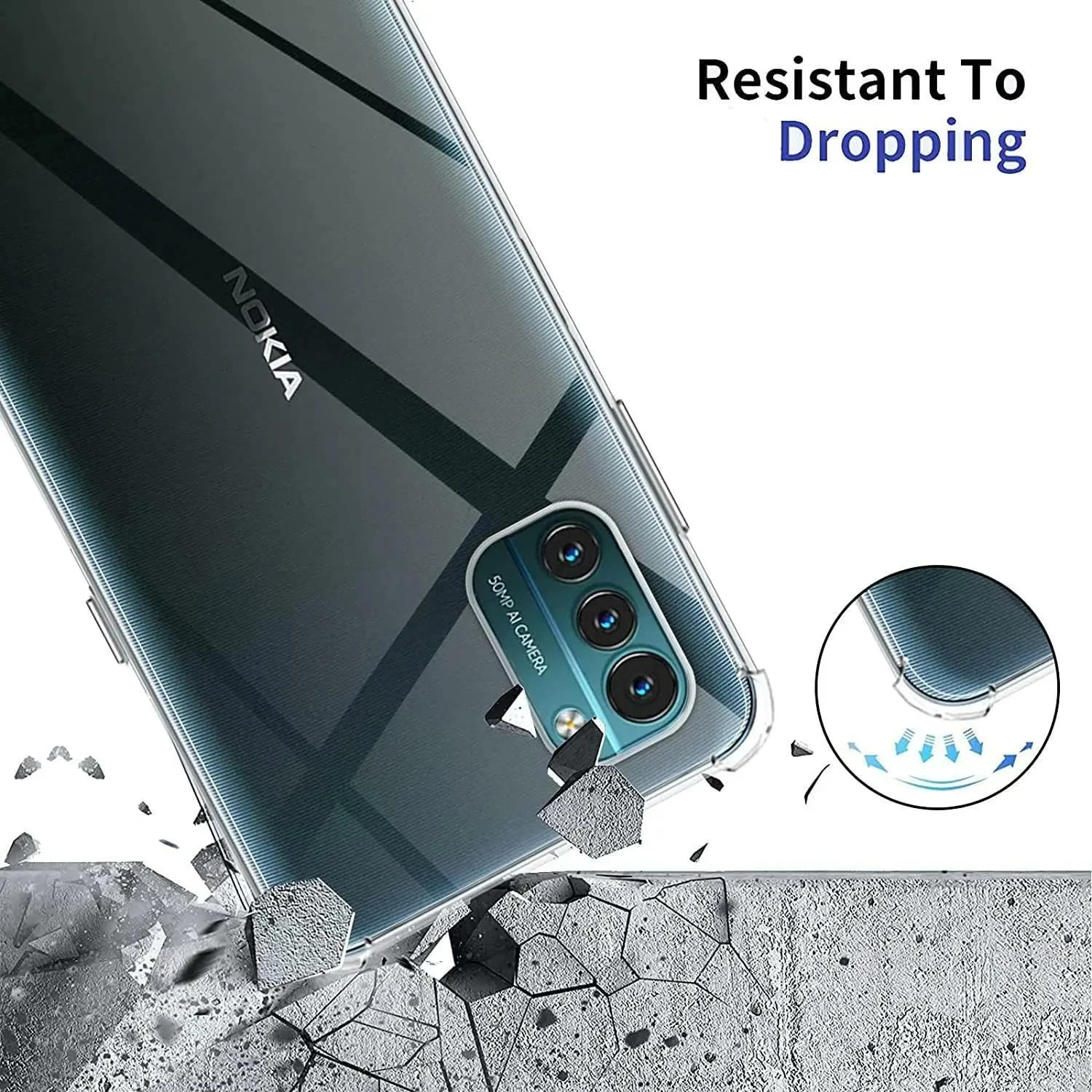 DL3 Mobilak Case Compatible with Nokia G21 / Nokia G11, Cover Silicone TPU Gorilla Anti-shock Shockproof Corners - Clear