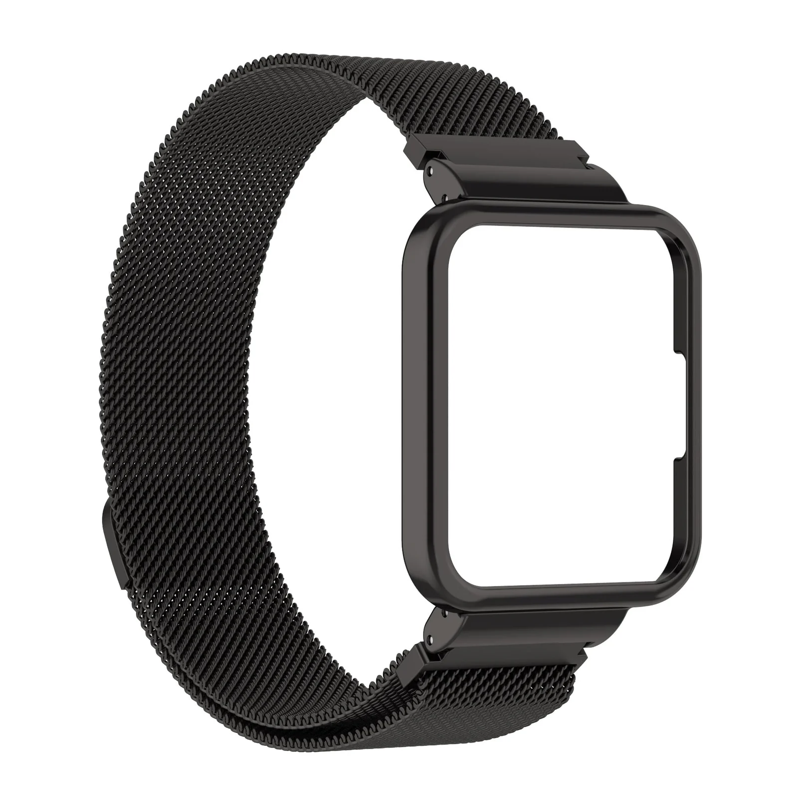DL3 Mobilak Strap For Xiaomi Redmi Watch 2 Lite/Poco Watch/Redmi Watch 2 / Horloge 2, Magnetic Metal Stainless Steel Adjustable Wristbands Breathable Watch Band With Frame Metal - Black
