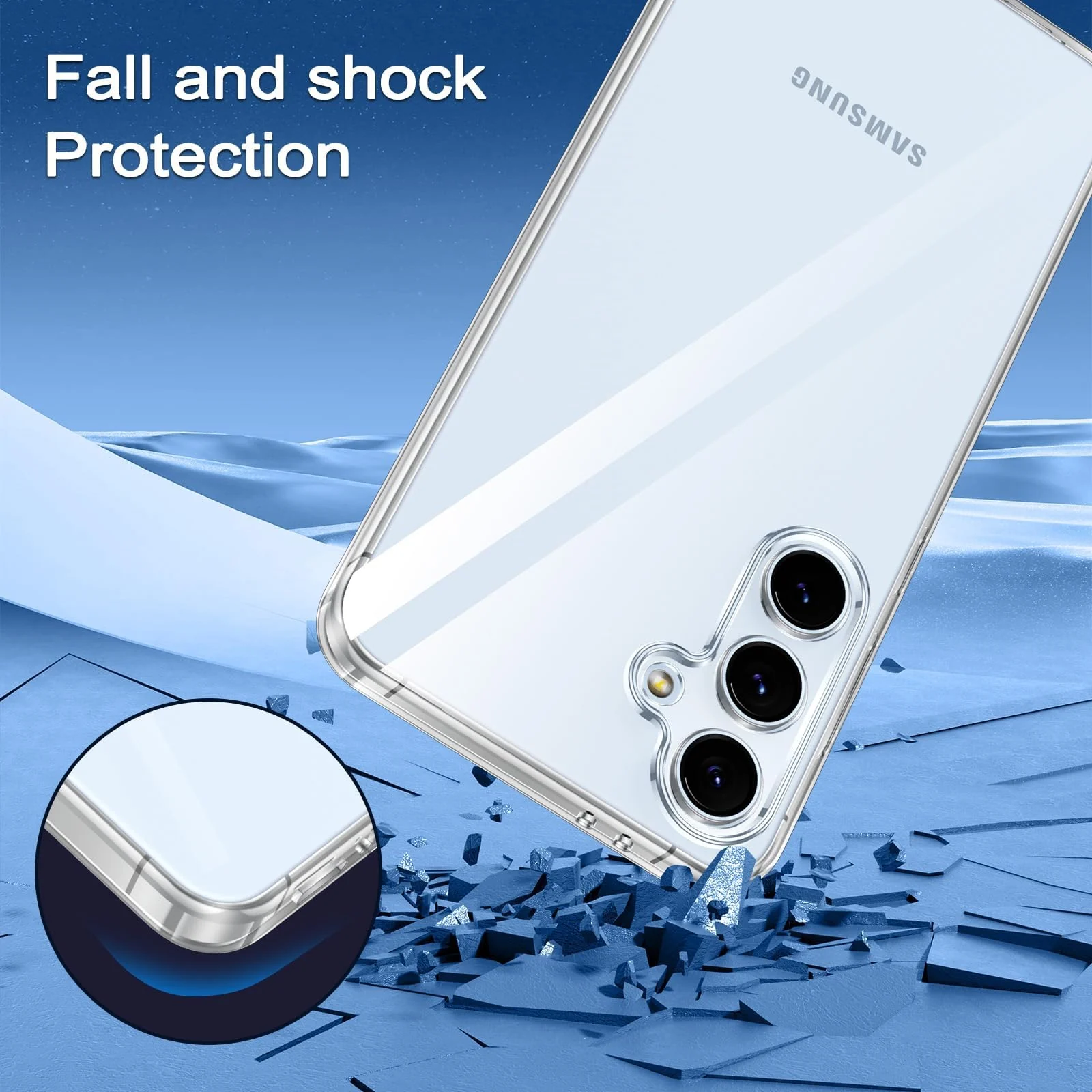 DL3 Mobilak Case Compatible with Samsung Galaxy S24 FE 5G Case Crystal Soft TPU Gel Case Flexible Silicone Anti-Scratch Camera Protection TPU Cover - Clear
