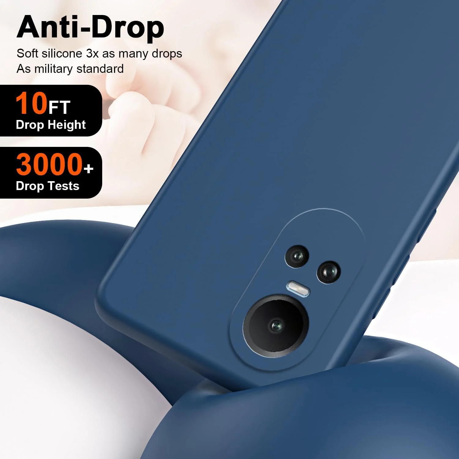 DL3 Mobilak Liquid Silicone Protective Case for OPPO Reno 10 5G / OPPO Reno 10 Pro 5G with Microfiber Lining and Shockproof Design - Blue