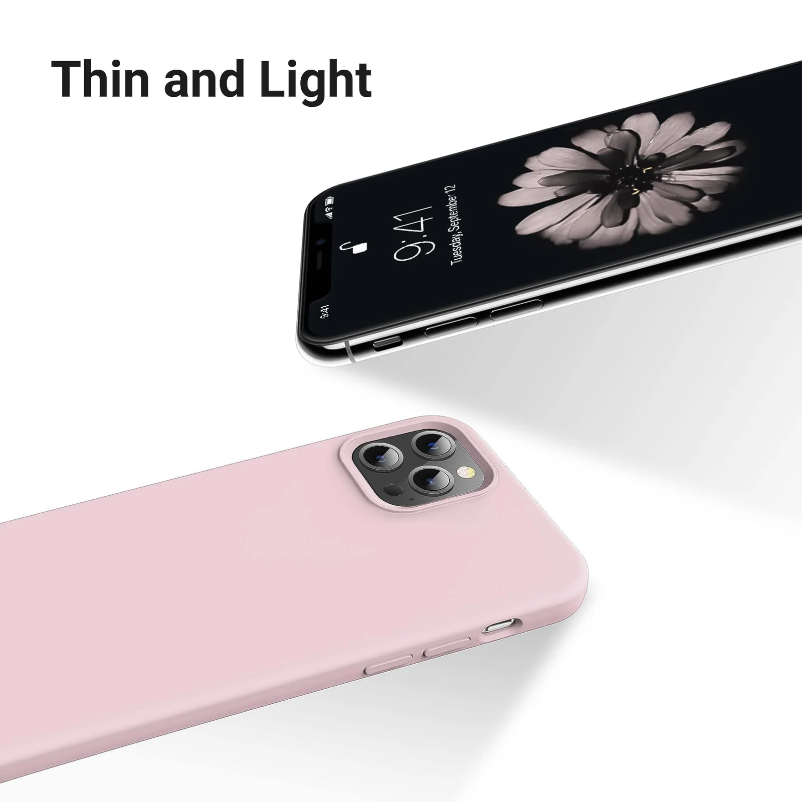 DL3 Mobilak Liquid Silicone Protective Case for iPhone 13 Pro Max (6.7 Inch) with Camera Protection and Microfiber Lining - Pink Sand 2