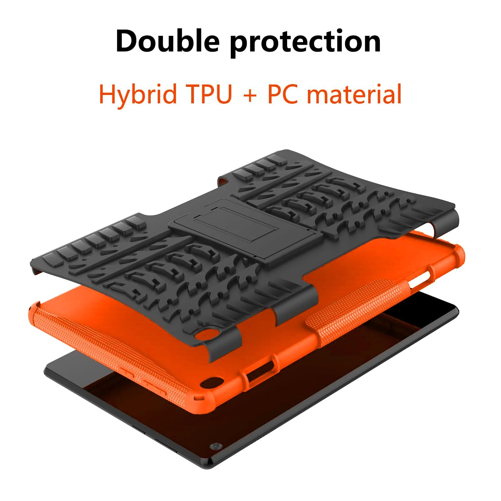 DL3 Mobilak Case For Lenovo Tab M10 HD TB-X505 / TB-X605 10.1-inch tablet, Hybrid Rugged Armor Heavy Duty 2 in 1 TPU + PC Combo Dual Layer Shockproof Case with Kickstand - Orange