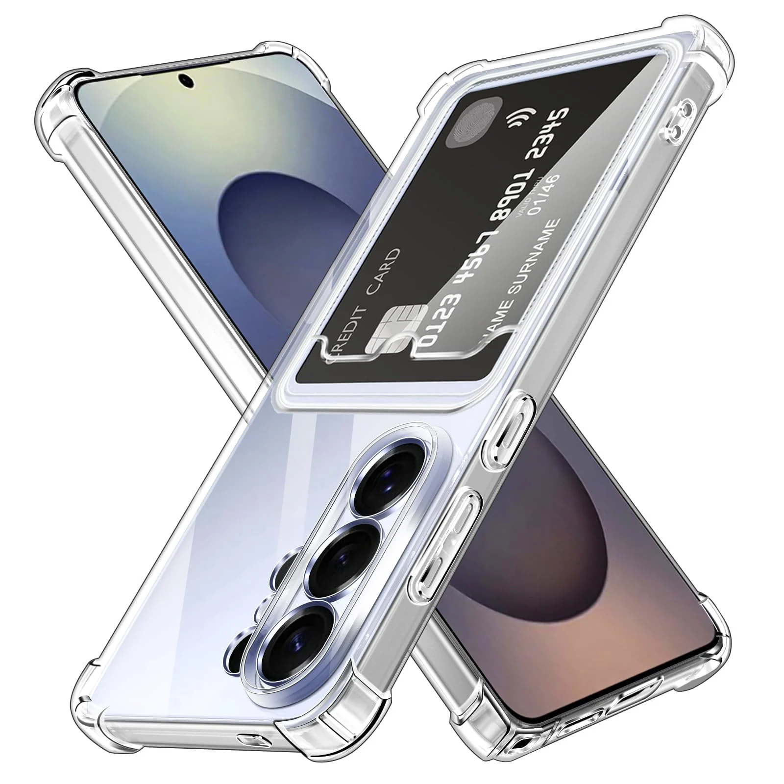 DL3 Mobilak Samsung Galaxy S26 Ultra Case Clear Card Holder Back Wallet Crystal Transparent Soft TPU Shockproof Bumper Corner Drop Protection Phone Case Cover With Camera Lens Protection - Transparent