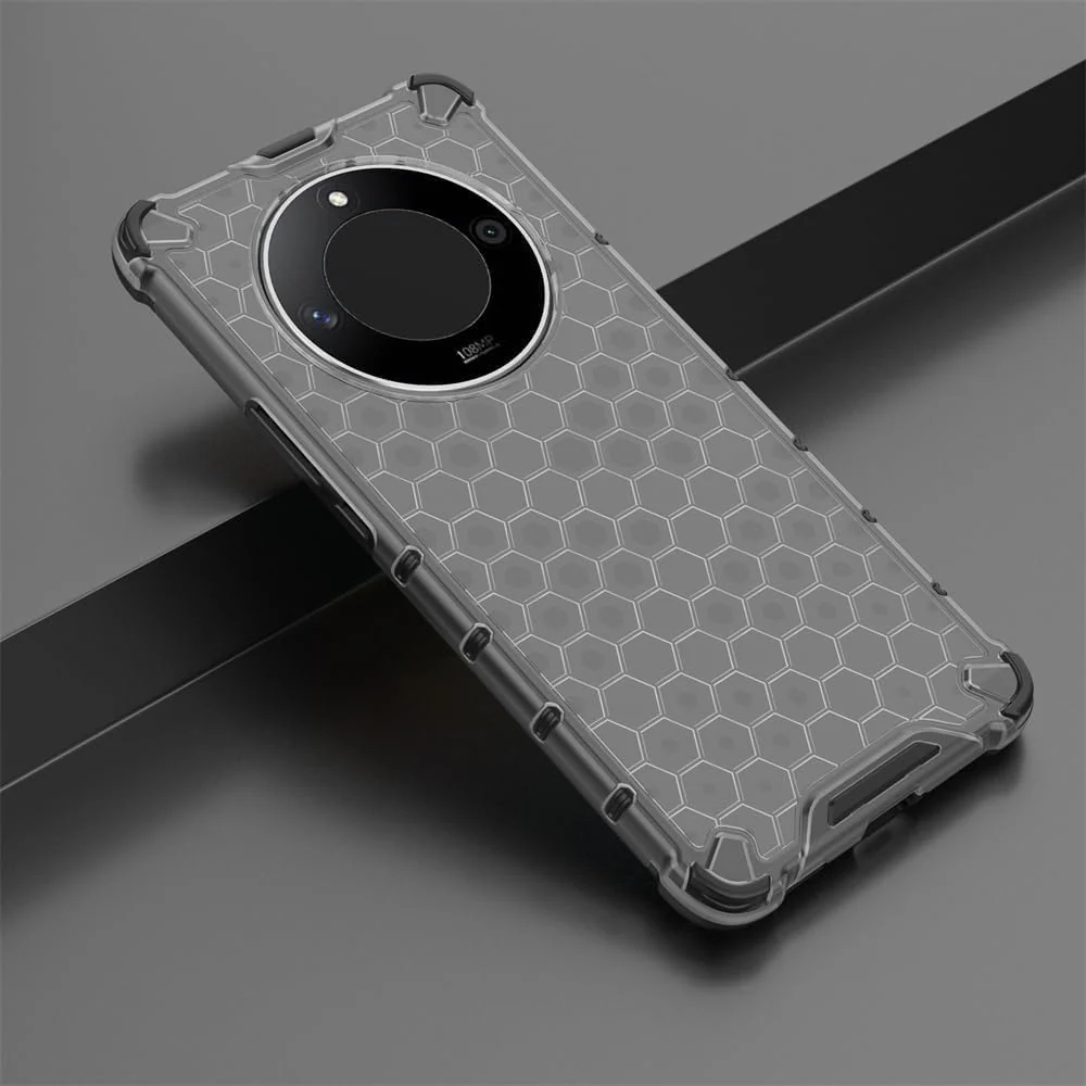 DL3 Mobilak Case For Honor X9b/Honor Magic 6 Lite/X50, [Honeycomb Design] Drop Protection, Ultra Thin TPU + PC Transparent Silicone Protective Case, Shockproof Cover - Black