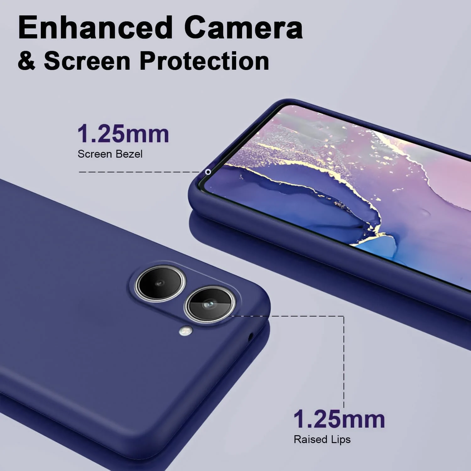 DL3 Mobilak Liquid Silicone Protective Case for realme 10 4G with Microfiber Lining and Shockproof Design - Blue 2