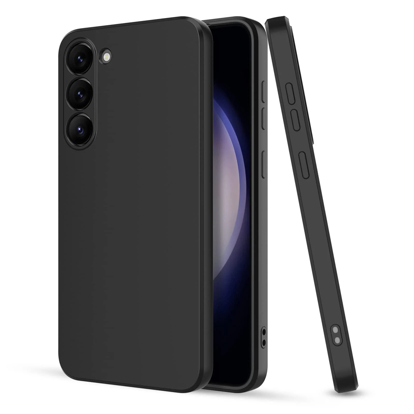 DL3 Mobilak Soft Silicone Protective Case for Samsung Galaxy S23 Plus with Microfiber Lining and Shockproof Design - Black