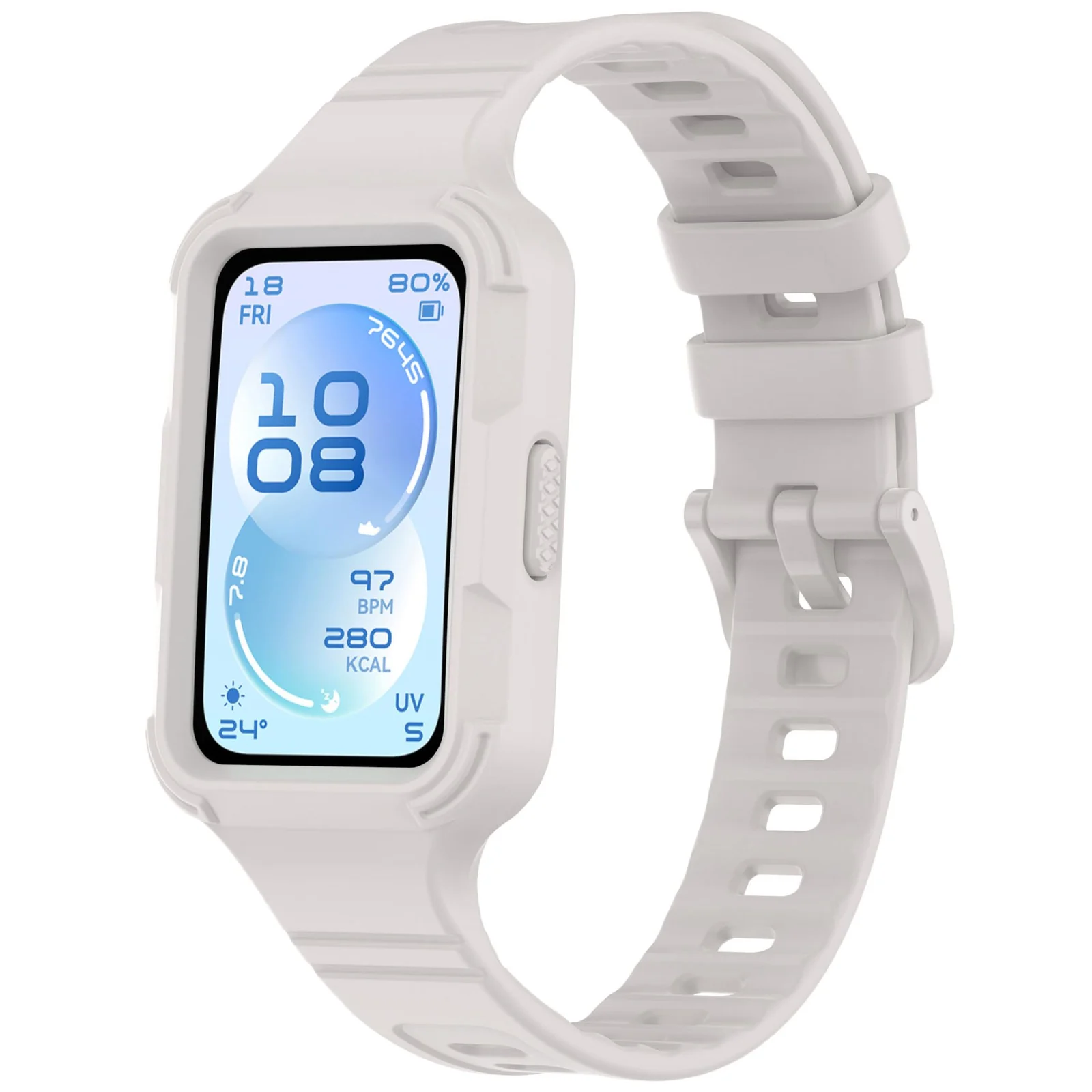 MOBIGON Rugged Silicone Strap with Bumper Case for Huawei Band 11, Stone