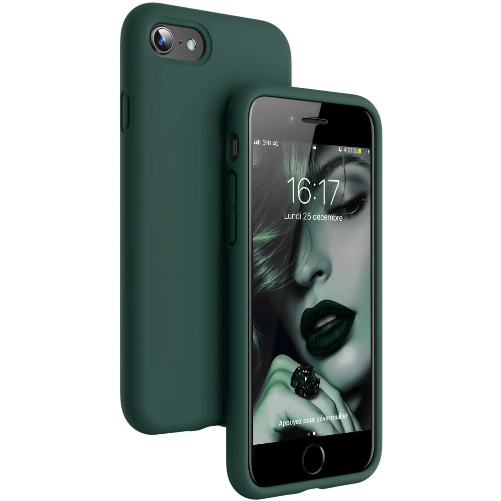DL3 Mobilak Liquid Silicone Case for iPhone 7 / 8, Shock-absorbing protection, Scratch-resistant surface, Slim, lightweight profile - Green