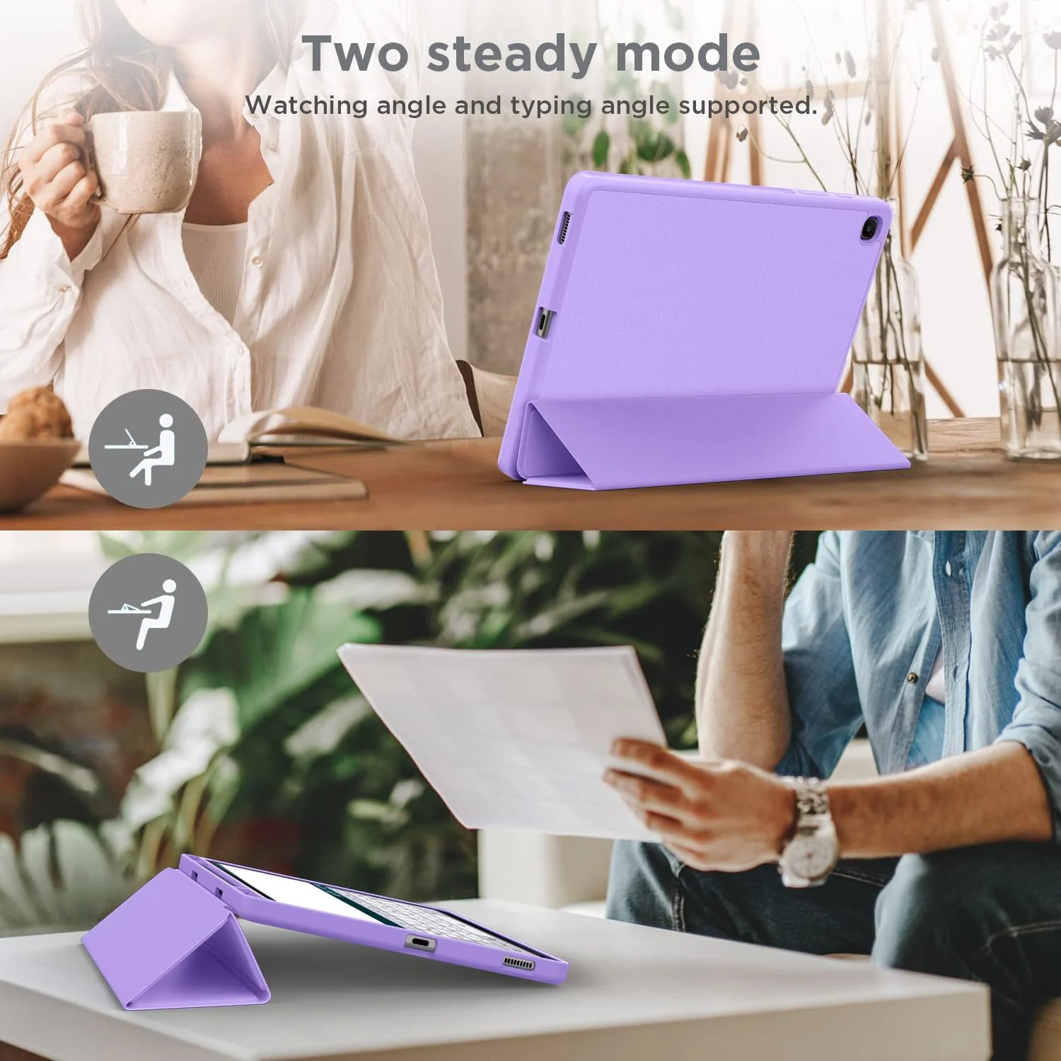 DL3 Mobilak Smart Case For Samsung Galaxy Tab S6 Lite 10.4 inch 2022 (SM-P613/P619) & 2020 (SM-P610/P615) with Pencil Holder, Soft TPU Smart Stand Back Cover Auto Wake/Sleep - Light Purple