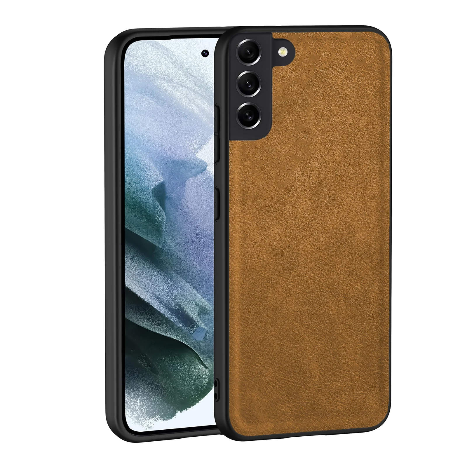 Dl3 Mobilak Case for Samsung Galaxy S21 FE 5G Leather Case,Anti-Drop, Anti-Shock, Non-Slip Texture,Simple Cell Phong Cover (Brown)