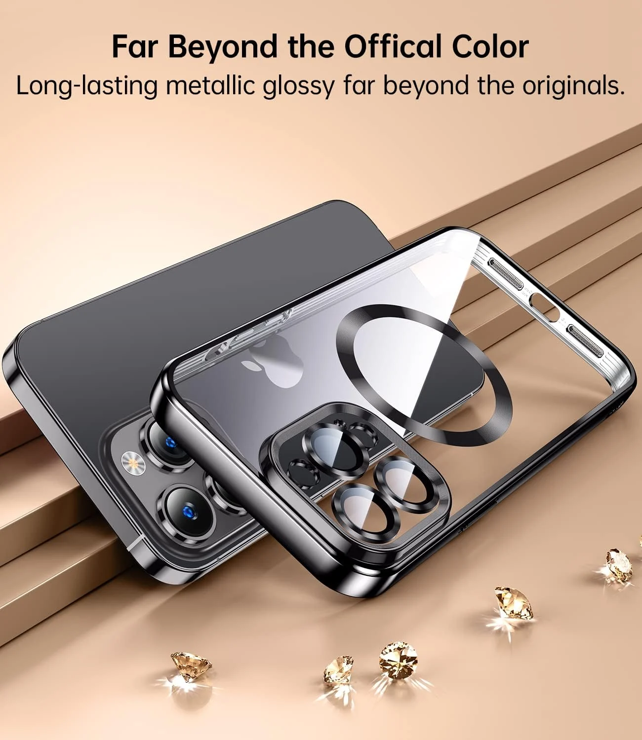 DL3 MOBILAK MagSafe Phone Case with Camera Lens Protector for Apple iPhone 12 Pro, Black