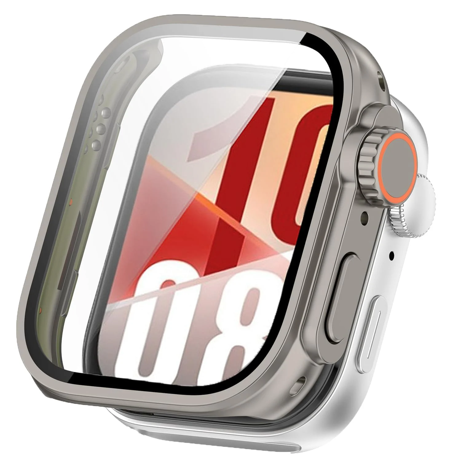 DL3 Mobilak for Huawei Watch Fit 4 2025 Case Screen Protector, [Looks Like iWatch Ultra Case] Built-in Tempered Glass Screen Unique Design Case Cover for Huawei Watch Fit4 - Titanium