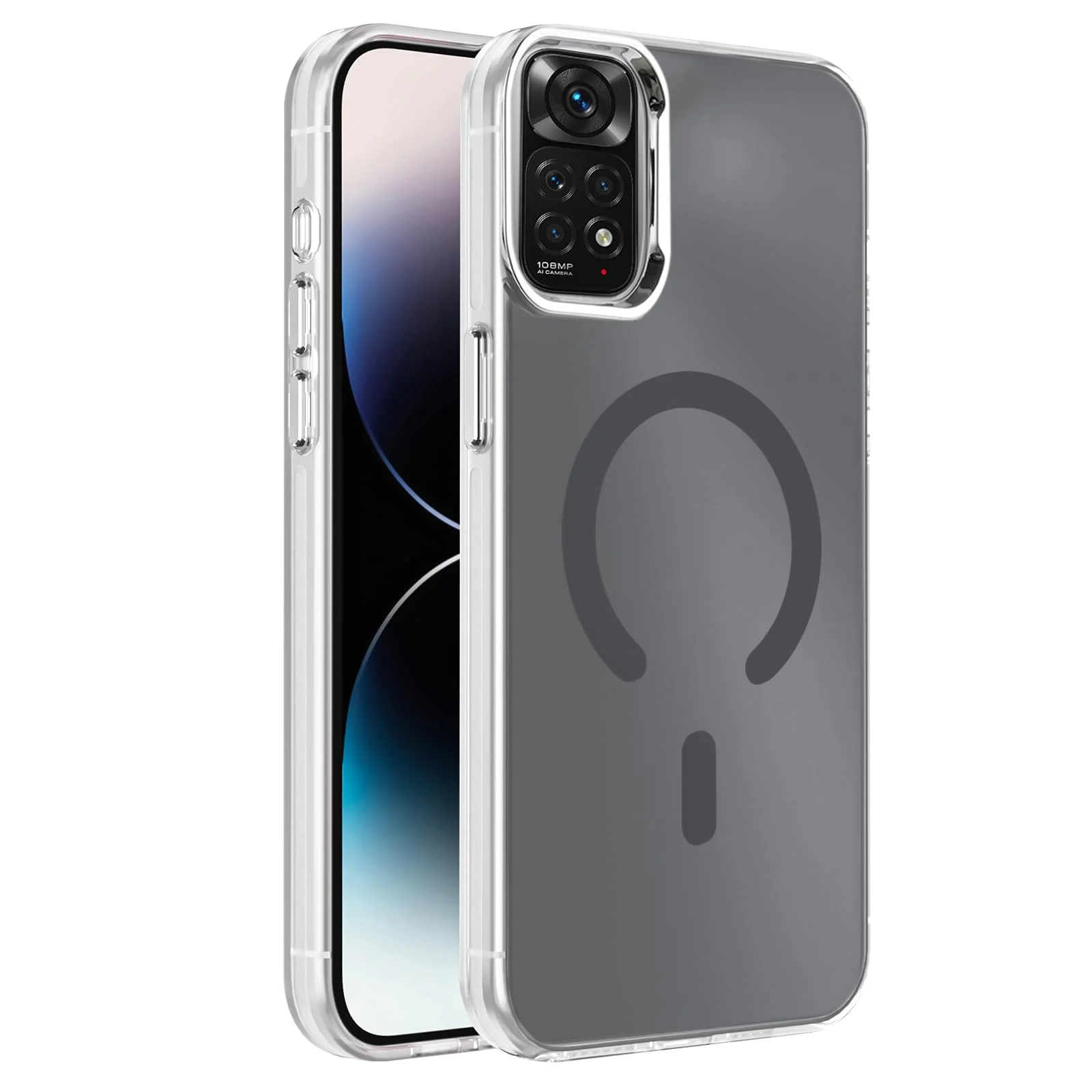 DL3 Mobilak Case for Xiaomi Redmi Note 11 4G / Note 11S Crystal Clear [Not Compatible with MagSafe] Soft TPU Gel Case Flexible Silicone Anti-Scratch Transparent TPU Cover - Gray