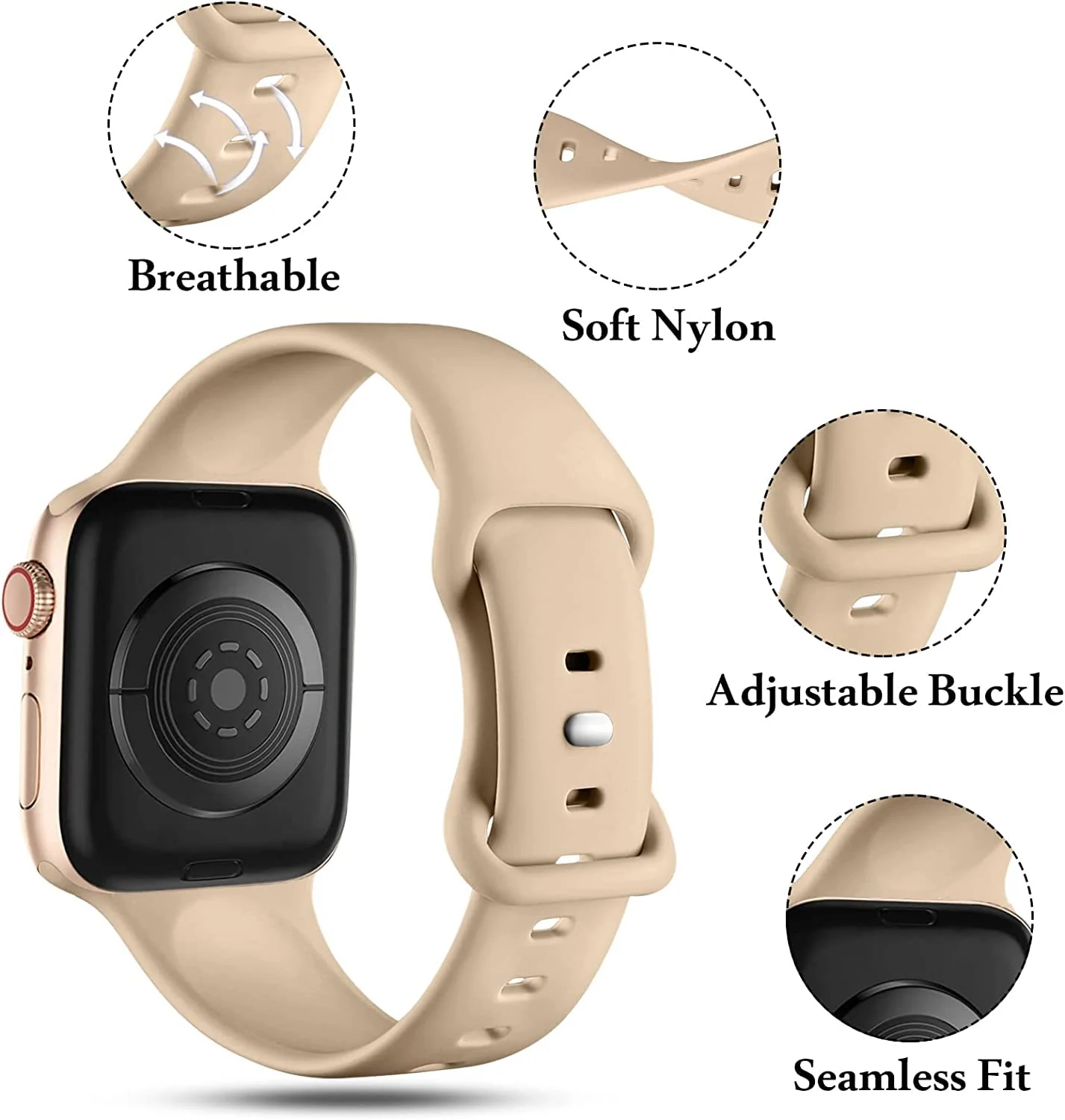 DL3 Mobilak Bands Compatible with Apple Watch Ultra 49mm 45mm 44mm 42mm 41mm 40mm 38mm, Replacement Soft Silicone Strap for iWatch Ultra 2 Series 9/8/7/6/5/4/3/2/1 (42MM/44MM/45MM/49MM) - Light Brown